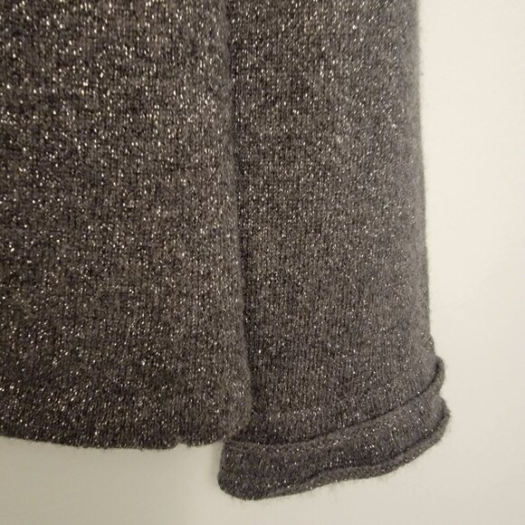 Ann Taylor Cashmere Sweater V-Neck Black Silver Metallic Sz PM Long Sleeve - Picture 5 of 6